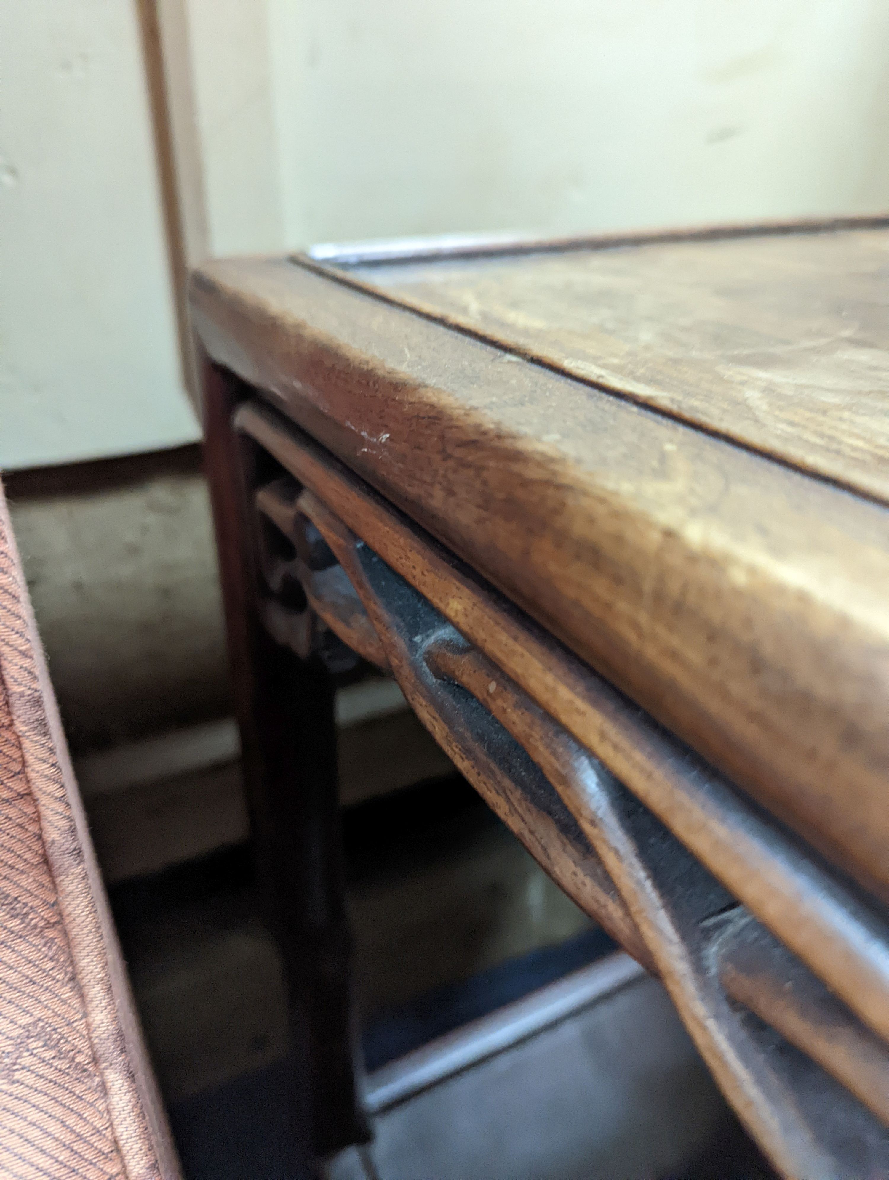A Chinese hardwood two tier table, width 80cm, depth 38cm, height 80cm